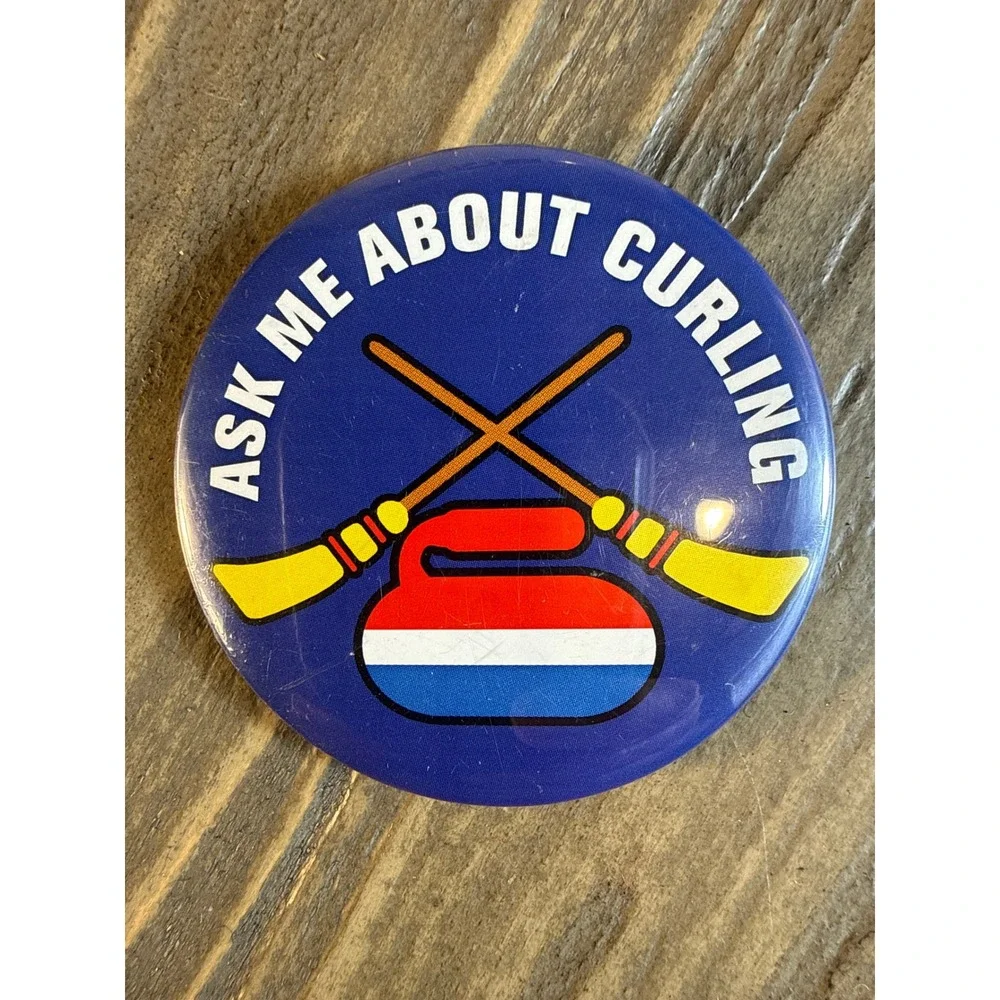 Vintage 1993 Curling Pinback Buttons Lodi Lot of 2 Collectors Items